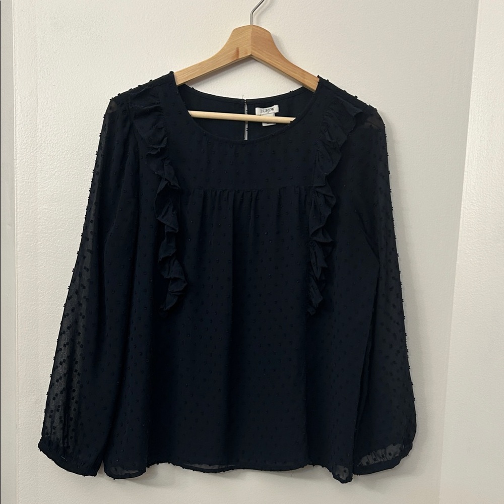 J. Crew Factory Navy Ruffle Blouse